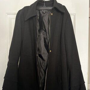 INC International Concepts Black Jacket Coat Women S Bell Sleeve Ruffle Cotton